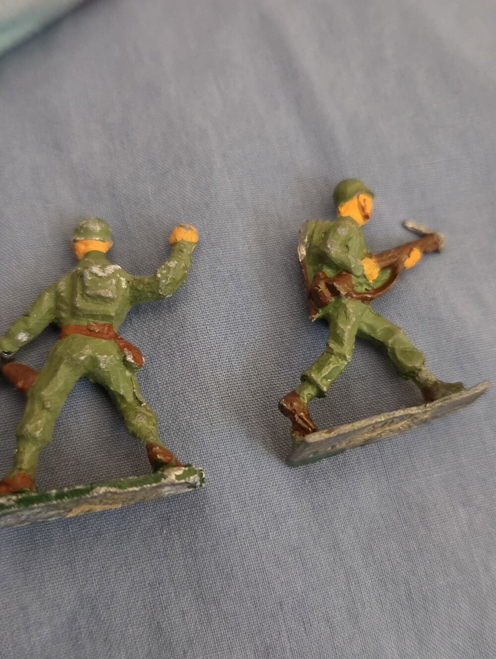 3 Mini Lead Solider Figurines Stamped UNION S AFRICA 1940S